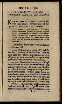 Conspectus Legum Societatis Latinae Generalium.