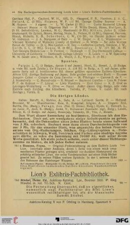 Lion´s Exlibris-Fachbibliothek (Nr. 762-831)