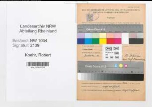 Entnazifizierung Robert Koehr , geb. 02.02.1888 (Oberstleutnant)
