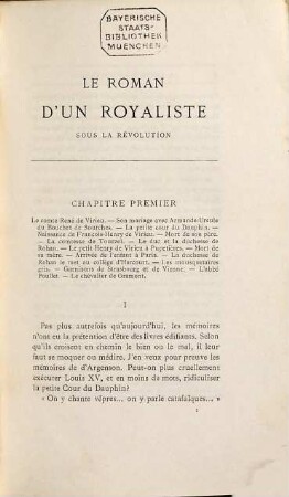 Le roman d'un royaliste sous la Révolution : souvenirs du cte de Virieu