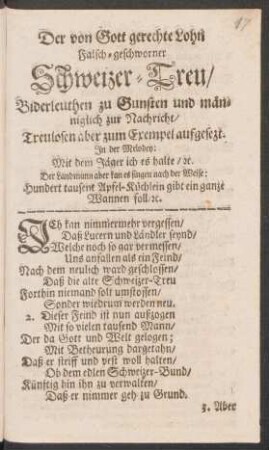 Jch kan nimmermehr vergessen/ Daß Lucern und Ländler seynd/