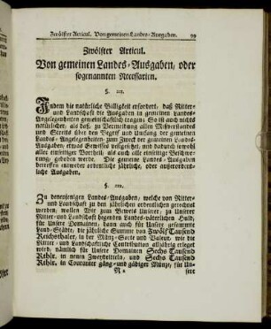 Zwölfter Articul. Von gemeinen Landes-Ausgaben, oder sogenannten Necessarien.