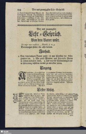 Vier und zwantzigstes Lehr-Gespräch. Von dem Vatter unser