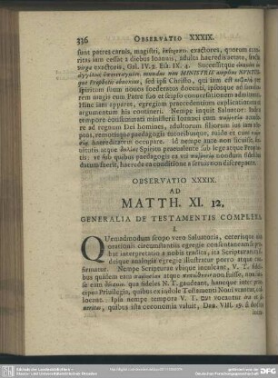 Observatio XXXIX. Ad Matth. XI. 12. Generalia De Testamentis Complexa