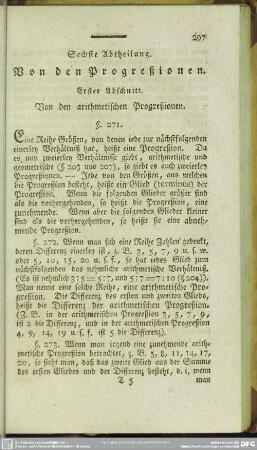 Sechste Abtheilung. Von den Progreßionen