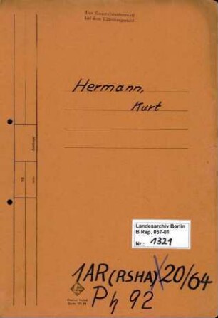 Personenheft Kurt Hermann (*28.06.1908), Polizeisekretär