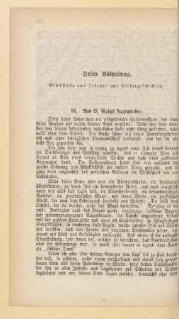 Dritte Abtheilung. Bruchstücke aus Lebens- und Völkergeschichten