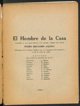 El hombre de la casa : comedia en tres actos breves y un epílogo