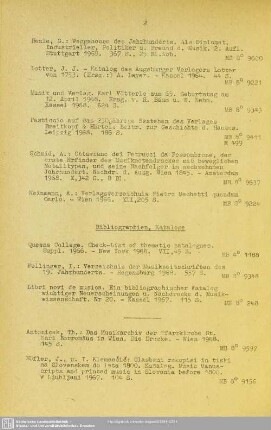 Bibliographien, Kataloge