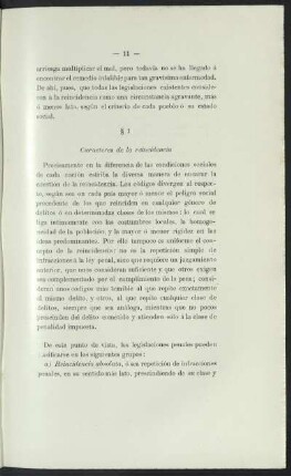 § 1 - Caracteres de la reincidencia