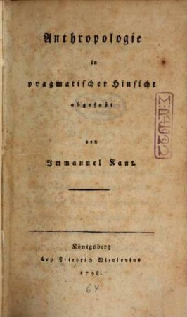 Anthropologie in pragmatischer Hinsicht