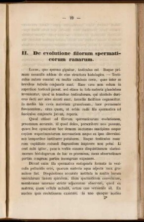 II. De evolutione filorum spermaticorum ranarum
