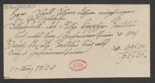 Rechnung über diverse Musikalien : 13.03.1824
