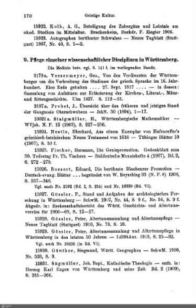 9. Pflege einzelner wissenschaftlicher Disziplinen