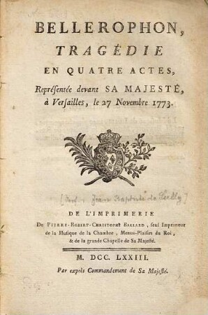 Bellerophon : tragédie en quatre actes