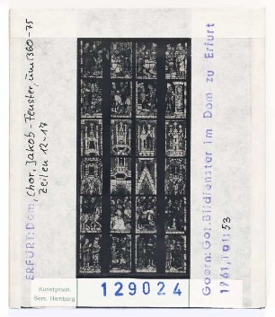 Erfurt, Dom: Chor, Jakob-Fenster, Zeilen 12-17. Um 1360-1375