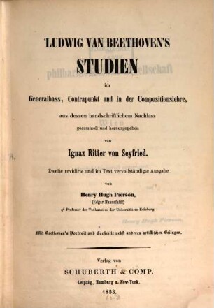 Ludwig van Beethoven's Studien im Generalbass, Contrapunkt und in der Compositionslehre