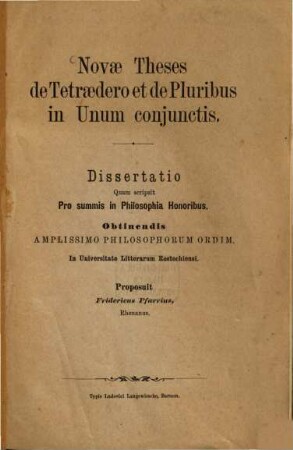 Novae Theses de Tetraedero et de Pluribus in Unum conjunctis
