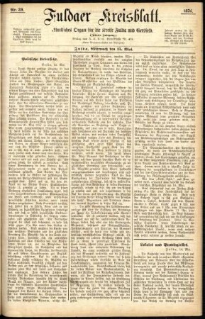 Ausgabe vom Mittwoch, den 15. Mai 1878.