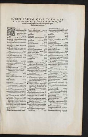 Index Eorum Quae Toto Aristotelis Opere Passim Tranctantur ...