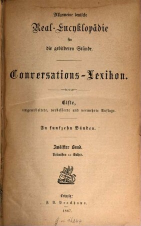Allgemeine deutsche Real-Encyklopädie für die gebildeten Stände : Conversations-Lexicon. 12, Prämissen - Salier