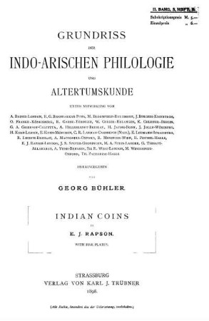 Bd. 2. H. 3,B: Grundriss der indo-arischen Philologie und Altertumskunde. Bd. 2. H. 3,B