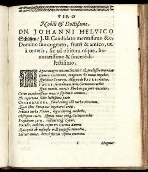 Viro Nobili & Doctißimo, Dn. Johanni Helvico Schützen [...]