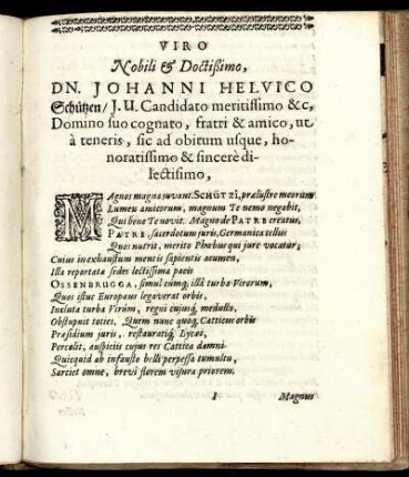 Viro Nobili & Doctißimo, Dn. Johanni Helvico Schützen [...]