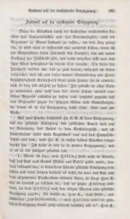 185-200 Antwort auf die vorstehende Entgegnung