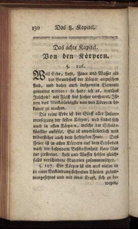 Das achte Kapitel. Von den Körpern.