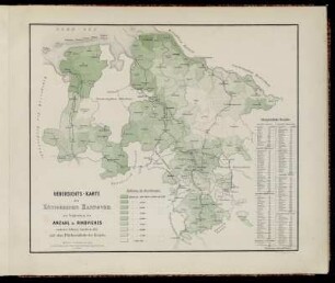 Uebersichts-Karte des Königreichs Hannover zur Vergleichung der Anzahl des Rindviehes nach der Zählung vom Decbr. 1861 mit dem Flächeninhalte der Bezirke