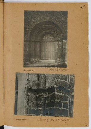 Klosterkirche, Arendsee / Kirche, Diesdorf: Ansicht Portal Arendsee, Detail Portal Diesdorf (aus: Skizzen- und Fotoalbum 29)