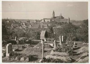Meißen, Blick vom Kirchhof der Martinskirche zu Dom und Albrechtsburg
