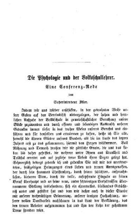 Die Psychologie und der Volksschullehrer : eine Conferenz-Rede