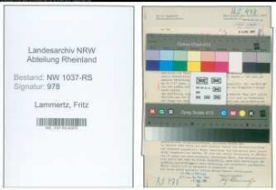 Entnazifizierung Fritz Lammertz , geb. 07.03.1905 (Lehrer)
