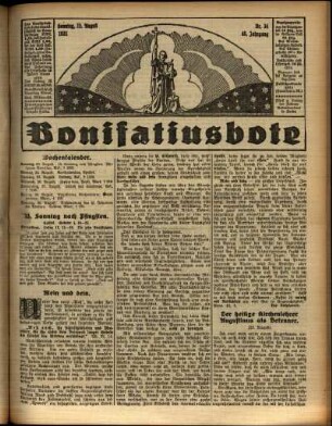 Erste Ausgabe vom Sonntag, den 23. August 1931.