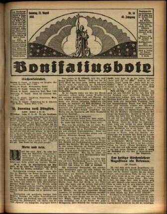 Erste Ausgabe vom Sonntag, den 23. August 1931.