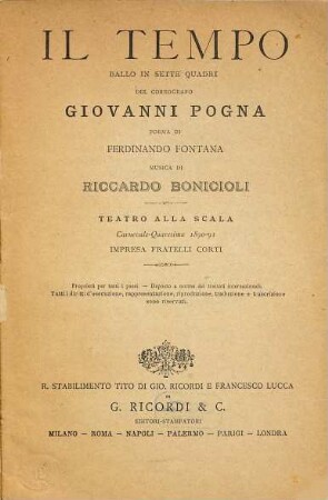 Il tempo : ballo in sette quadri ; Teatro alla Scala, carnevale - quaresima 1890 - 91