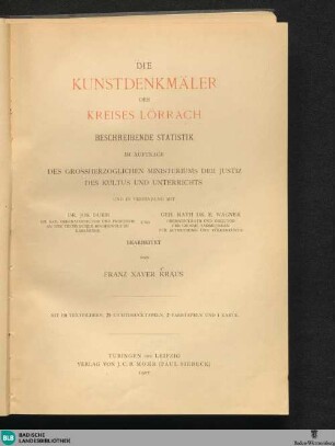 5: Die Kunstdenkmäler des Kreises Lörrach : beschreibende Statistik