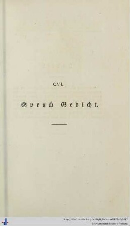 CVI Spruch Gedicht - CX. Spruch Gedicht.