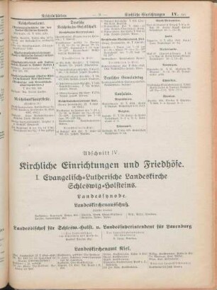Abschnitt IV. Kirchliche Einrichtungen und Friedhöfe.