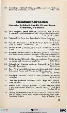 Kleinkunst-Arbeiten (Nr. 321-371)