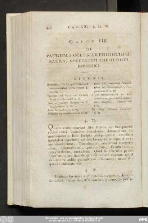 Caput VIII. De Patrum Ecclesiae Eruditione Sacra, Speciatim Theologia Exegetica.