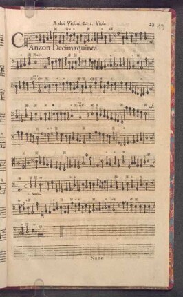 Canzon decima quinta, à doi Violini & 2. Viola Bastarda.