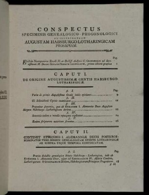 Conspectus Speciminis Genealogico Progonologici Ad Illustrandam Augustam Habsburgo-Lotharingicam Prosapiam.