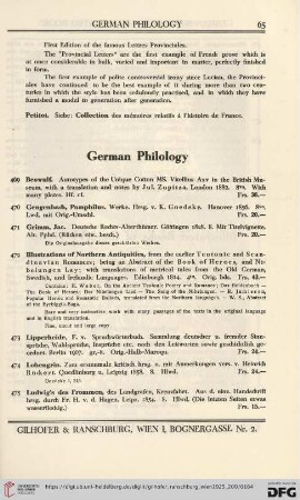 German Philology (No. 469 - 479)