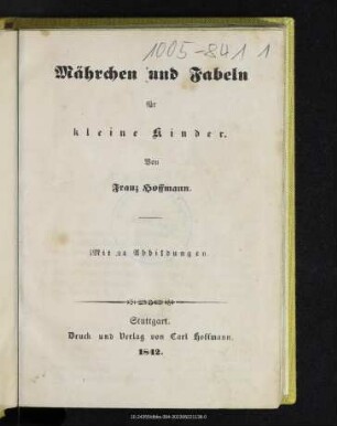 Mährchen und Fabeln für kleine Kinder