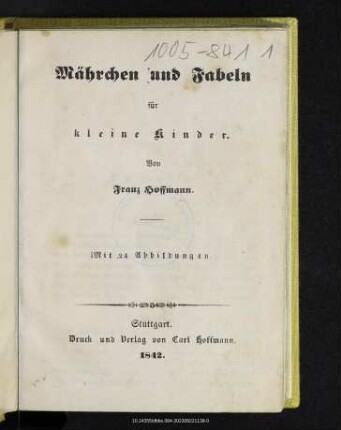 Mährchen und Fabeln für kleine Kinder