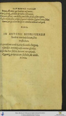 In Antonii Nebrissensis laudem Tetrastichon