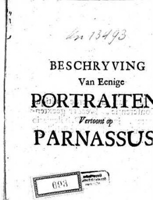 Beschryving Van Eenige Portraiten, Vertoont op Parnassus